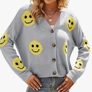 😊 Smiley Face Cardigan Sweater